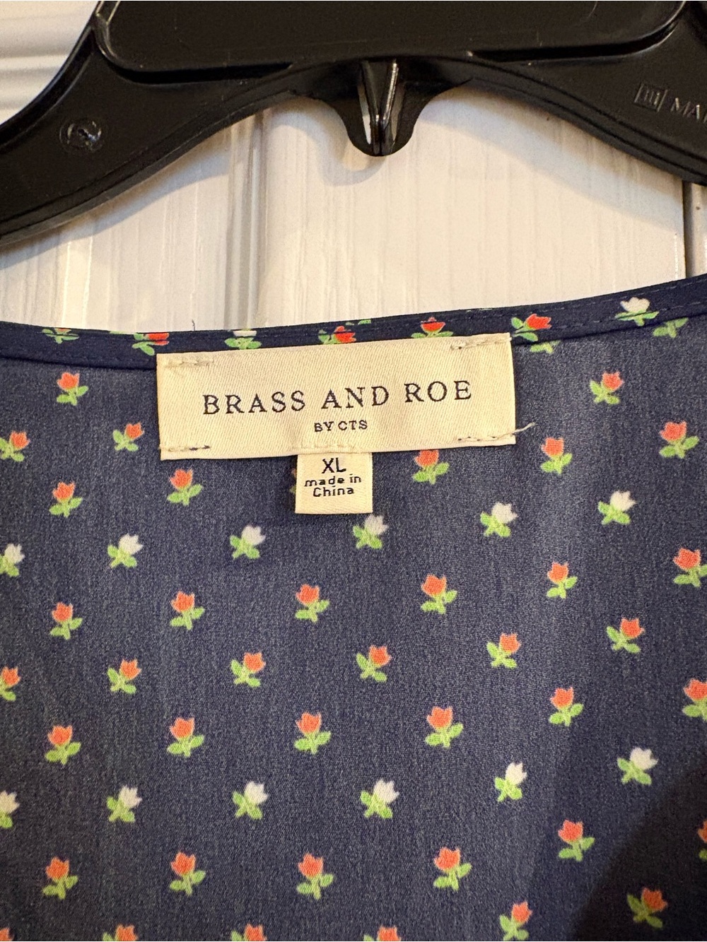 Brass & Roe XL Navy Ditsy Floral Button Front Midi Dress Cottagecore Prairie - Picture 6 of 7